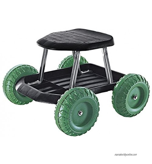 TRI Siège à roulettes TRI siège roulant pour le jardin tabouret de jardin mobile chariot de jardin tabouret roulant de jardin vert noir