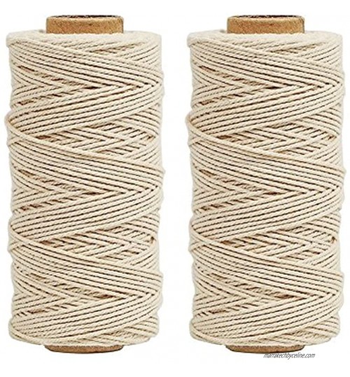 1MM 656FT Tenn Well Cotton Twine 100M x 2 Rolls 3ply Bakers String for Cooking Tying Poultry Meat Making Sausage DIY Crafts White