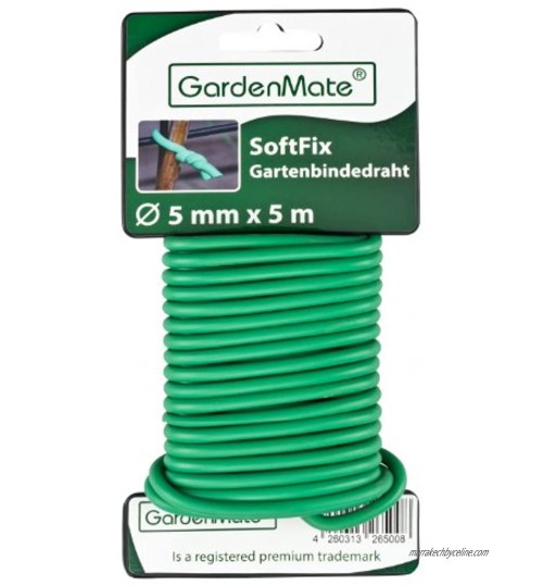 GardenMate Lien de tuteurage 5,0mm x 5m pour Plantes et arbustes Fil d'acier entouré de Caoutchouc