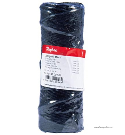 Rayher 4200101 fil de jute corde jute 3 plis bobine 50m Ø3,5mm noir
