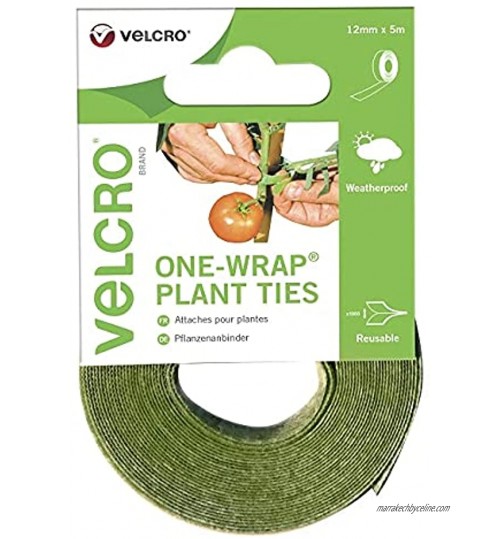 VELCRO Brand VEL-EC60202 Velcro Marque One-Wrap Ruban Auto-agrippant pour Plantes 12 mm x 5 m – Vert Green