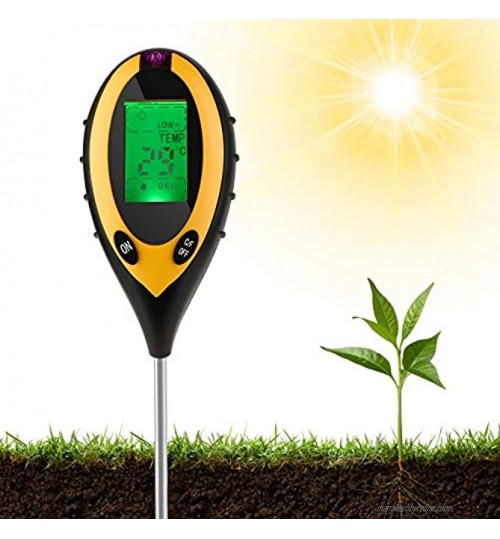 Lueigmo Testeur de sol 4 en 1 Humidimètre des plantes PH Température PH Grand écran LCD pour jardin ferme terre de plantes pelouse