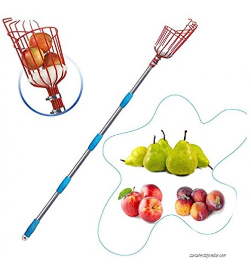 FLYHOME Pince à fruits avec manche télescopique de 1,6 m et grand panier tige légère et réglable et sac de transport pour fruits outil de ramassage adapté pour les oranges de pomme et autres fruits