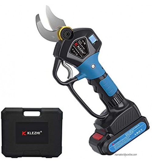 K KLEZHI Sécateur électrique sans Fil avec Affichage LED et Protection de la Main avec Batterie 21 V 2 Ah diamètre de Coupe 35 mm 6 à 8 Heures de Travail Noir avec Garde-Main