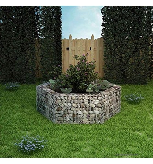 mewmewcat Jardinière à Gabion hexagonale pour Jardin 160 x 139 x 50 cm