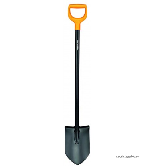 Fiskars Bêche à bord pointu pour sols durs et caillouteux Longueur : 117 cm Lames en Acier Poignée en plastique Noir Orange Solid 1003455