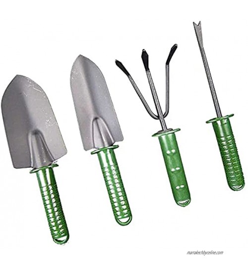 Gmasuber Lot de 4 outils de jardin en fer avec manche en plastique pour creuser désherber planter fleurs