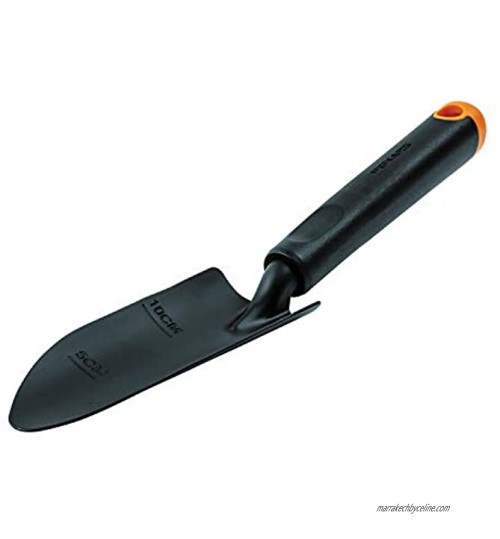 Fiskars Transplantoir Longueur : 30 cm Tête en acier inoxydable Manche en plastique Noir Orange Ergo 1027018