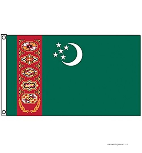 stormflag Drapeau du Turkménistan 90 cm x 150 cm en polyester pongee 90 g cousu avec double aiguille.