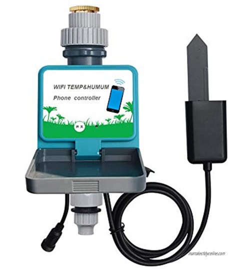 Qiumi Télécommande Mobile Smart Life APP Contrôleur Automatique d'eau de Jardin,Minuterie d'irrigation à Distance,contrôleur de température et d'humidité du Sol WiFi,avec capteur de Sol