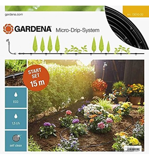 GARDENA Kit d'arrosage goutte-à-goutte pour rangées de plantes S : système d'arrosage Micro-Drip pour un arrosage en douceur des rangées de plantes 13010-20