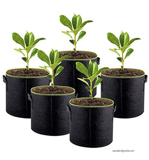 Sac de Croissance Plante Pots en Tissu 5 PCS Indoor Planter Fluorescence du Bord Vert Sacs pour Culture de Fleur Légumes Patate Premium Respirant Naturel Matériau Non-Tissé Renforcé … 10 Gallons