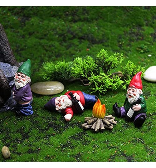 4 PIÈCES Jardin de Bois Gnomes Figurine Micro Ornements Paysage Extérieur Statue de Bricolage Décorations de Pelouse de Maison de Poupée Miniature Statue de 3D Cadeau d'art de Sculpture