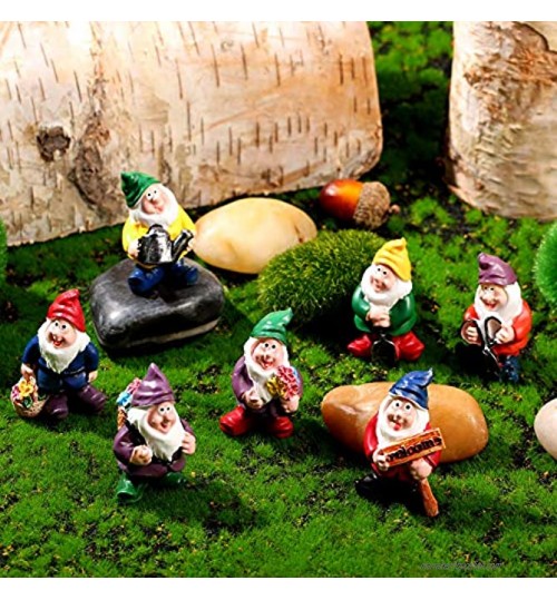 7 Pièces Statues de Gnomes de Fée en Résine Miniature Statue de Mini GNOME de Jardin de Fées pour Décoration de Table et Jardin pour Vacances et Festival Parents Amis et Enfants