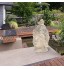 ECD Germany Tête de Bouddha Statue Sculpture Décoration Feng Shui Pierre Artificielle Polyrésine 55 cm Beige Gris Figurine Ornement de Jardin Bureau Maison Jardin Objet Décoratif Intérieur Extérieur