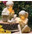 Enfants avec des lucioles solaires fille et garçon jardin créatif enfants pot de luciole éclairé solaire garçon fille statue cour extérieur sculpture décor statue décorative pour jardins