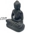 Fahome Statuette de Bouddha assis en pierre de lave env. 20 cm Sculpture de jardin en fonte Gris Petit modèle