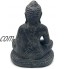 Fahome Statuette de Bouddha assis en pierre de lave env. 20 cm Sculpture de jardin en fonte Gris Petit modèle