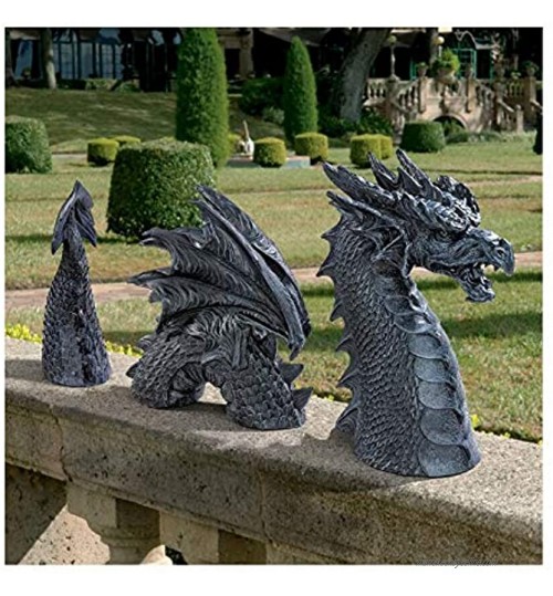 Grande Statue de décor de Jardin Gothique de Dragon 20x6x18cm- Statue de pelouse de fossé du château de Falkenberg Sculptures et Statues de Jardin Statue au Gel et à l'hiver pour Le Jardin A
