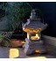 Pevfeciy Sculpture en Plein air-Debout Sol Jardin Lanterne Statue Japonaise Statue décorative Creative Vintage Cadeau Artisanat à énergie Solaire lumières d'extérieur,A