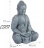Relaxdays Statue de Buddha Figurine de Bouddha décoration Jardin Sculpture céramique Zen 70 cm Clair Gris argenté métallique