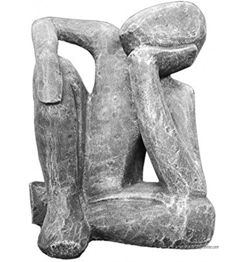 Sculpture de jardin moderne - Le rêveur pierre artificielle ardoise grise.