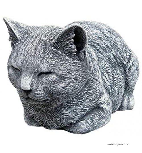 Stone and Style Statuette chat au repos en pierre artificielle massive résistante au gel et aux intempéries jusqu'à -30 °C