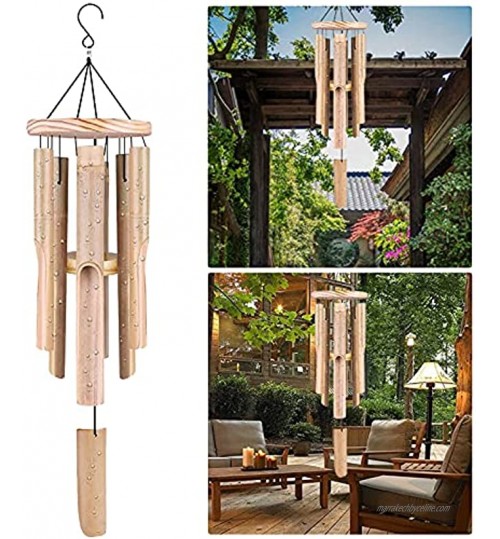 Jihan Carillon à vent en bois fait à la main en bambou pour décoration de maison de jardin de chambre à coucher