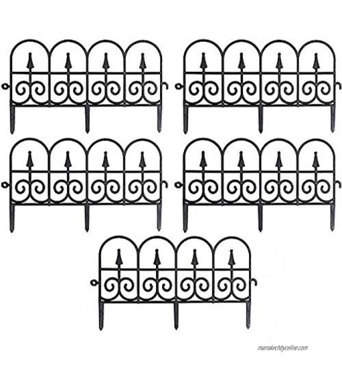 Clôture Jardin Palissade Jardin 5 Pack Panneaux décoratifs de clôture de Bordure de Jardin de Cour extérieure pour Plantes bordant la clôture de Bordure de pelouse Noir Blanc 9,84 pi GXBCS090