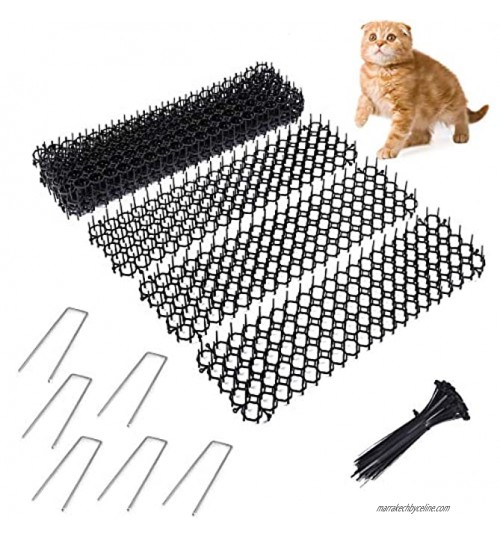 Fuuner Lot de 12 tapis anti-chat avec pics tapis anti-chat d'intérieur pour extérieur pour jardin clôture avec agrafes de jardin et attache torsadée（49 x 14 x 2,7 cm）