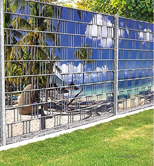 MyMaxxi Infinity Brise-vue | Plage 03 deux parties Motif 9 bandes | Bandes brise-vue pour clôture double barre | Protection contre le vent et le soleil | Brise-vue pour jardin