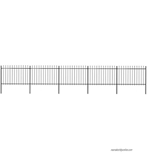 vidaXL Clôture de Jardin avec Dessus en Lance Panneaux de Clôture Décorative Barrière de Jardin Patio Ferme Extérieur Acier 8,5x1,2 m