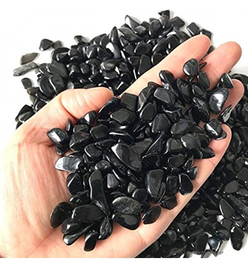Naturel Noir Obsidienne Quartz Crystal Gravel Degauss purification de la dégaussage pierres naturelles et minéraux Pierres de poissons cailloux de pierres décoratifs pour la décoration de flowerpot,