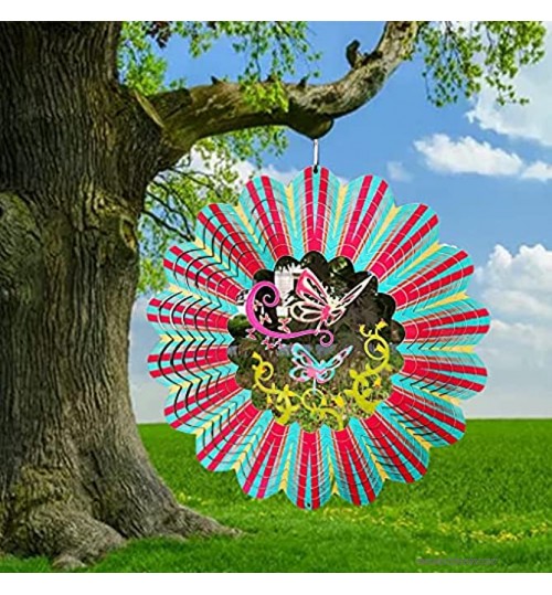 AniYY Mobile à vent 3D en métal avec crochet pivotant 30,5 cm Sculpture Papillon Décoration de jardin