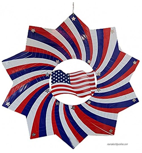 Bingxue Mobile à vent 3D en métal avec crochet pivotant 30,48 cm Sculpture du drapeau américain à suspendre Décoration d'intérieur ou d'extérieur Décoration de jardin Carillons éolienne 30,48 cm