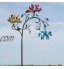 Grand Moulin à Vent en Métal avec 3 Fleurs et Papillons en Rotation Éolienne en Métal de Jardin Sculptures de Vent de Fleurs Vintage pour la Décoration d'art Extérieur de Cour et de Jardin