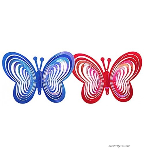 Hanging Butterfly Wind Spinner 3D Art de Cour cinétique Décor ABS Capteurs de Vent Carillon éolien Rotatif Intérieur Extérieur Jardin Décoration Artisanat Ornements 2Pcs Color : C