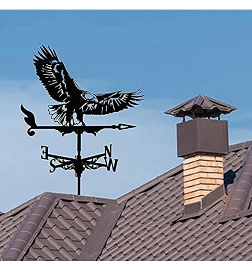Eagle Weathervane Girouette avec support de toit outils de mesure Indicateur de direction du vent Ornement Décorations en métal de jardin de toit pour le décor de montage de cour de ferme en plein