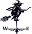 Gpzj Girouette de sorcière Windblown Wicked Witch Girouette en métal avec indicateur de Direction du Vent Support en métal extérieur Girouette très personnelle Noir
