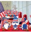 3 Décorations de Fête de l'Indépendance du 4 Juillet Panneaux en Bois de GNOME Patriotique Décorations de Table Autoportantes en Bois GNOME pour America Memorial Day