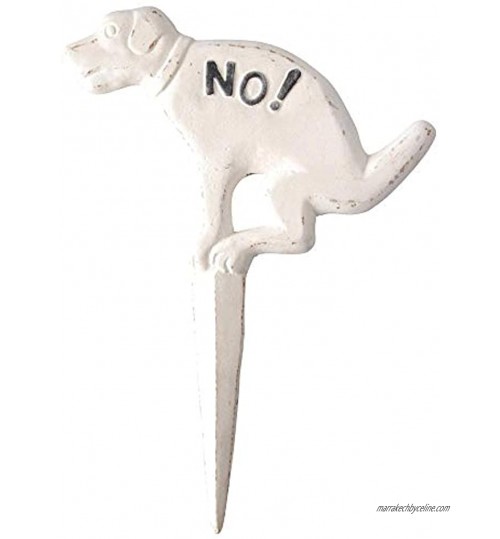 Esschert Design Panneau d'interdiction aux déjections canines en forme de chien avec inscription "No" Panneau en fonte à planter 24 x 33 cm Différentes couleurs disponibles 1 pièce weiß