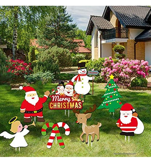 JoyTplay 8pièces Décorations d'Noël l'intérieur et l'extérieur,Décorations extérieures pour Jardins de Vacances décorations de fête pour Les fêtes de Fin d'année et Joyeux Noël Multicolore