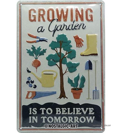 Nostalgic-Art 22323 Growing a Garden – Idée de Cadeau pour Amateurs de Jardinage en métal Design Retro pour la décoration 20 x 30 cm