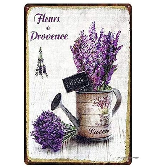 Plaque Vintage en métal pour décoration Murale de Jardin Fleurs de Provence Lavande Maison Bar Cuisine Jardin 30,5 x 20,3 cm
