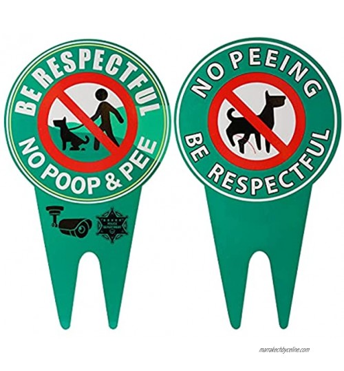 VOVE Lot de 2 panneaux lumineux double face « No Pooping Dog » « Be Respectful » « Keep Off Grass » pour empêcher les chiens de pipi sur votre pelouse Protection UV et résistant aux intempéries