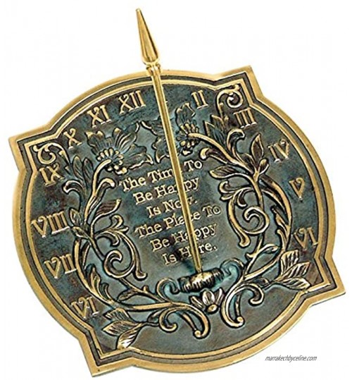 Ancien NAUTICALS Cadran solaire Bonheur Laiton massif avec reflets verdigris Diamètre 25,4 cm