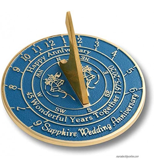 Antique Nauticals Cadran solaire 45e saphir 2020 pour anniversaire de mariage