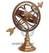 Hanzla Collection Sphère armillaire entièrement en laiton avec cadran solaire et flèche nautique antique 25,4 cm