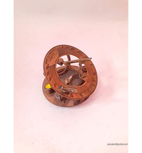 Vimal Nautical Cadran solaire et boussole vintage en laiton antique 7,6 cm environ Couleur : comme sur l'image Marron antique