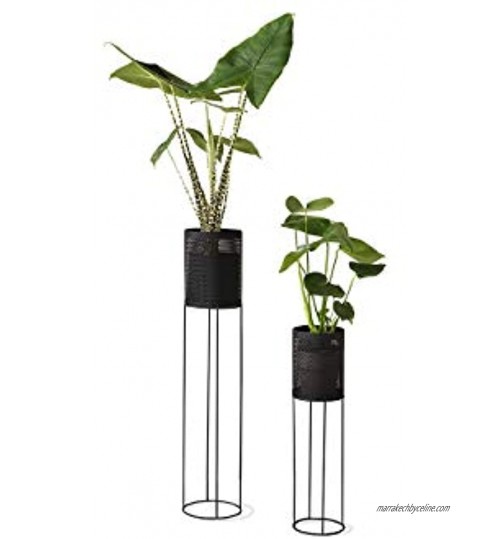 LIFA LIVING Support pour Plante intérieures Lot de 2 Supports de Pot de Fleur intérieur Design en métal Noir